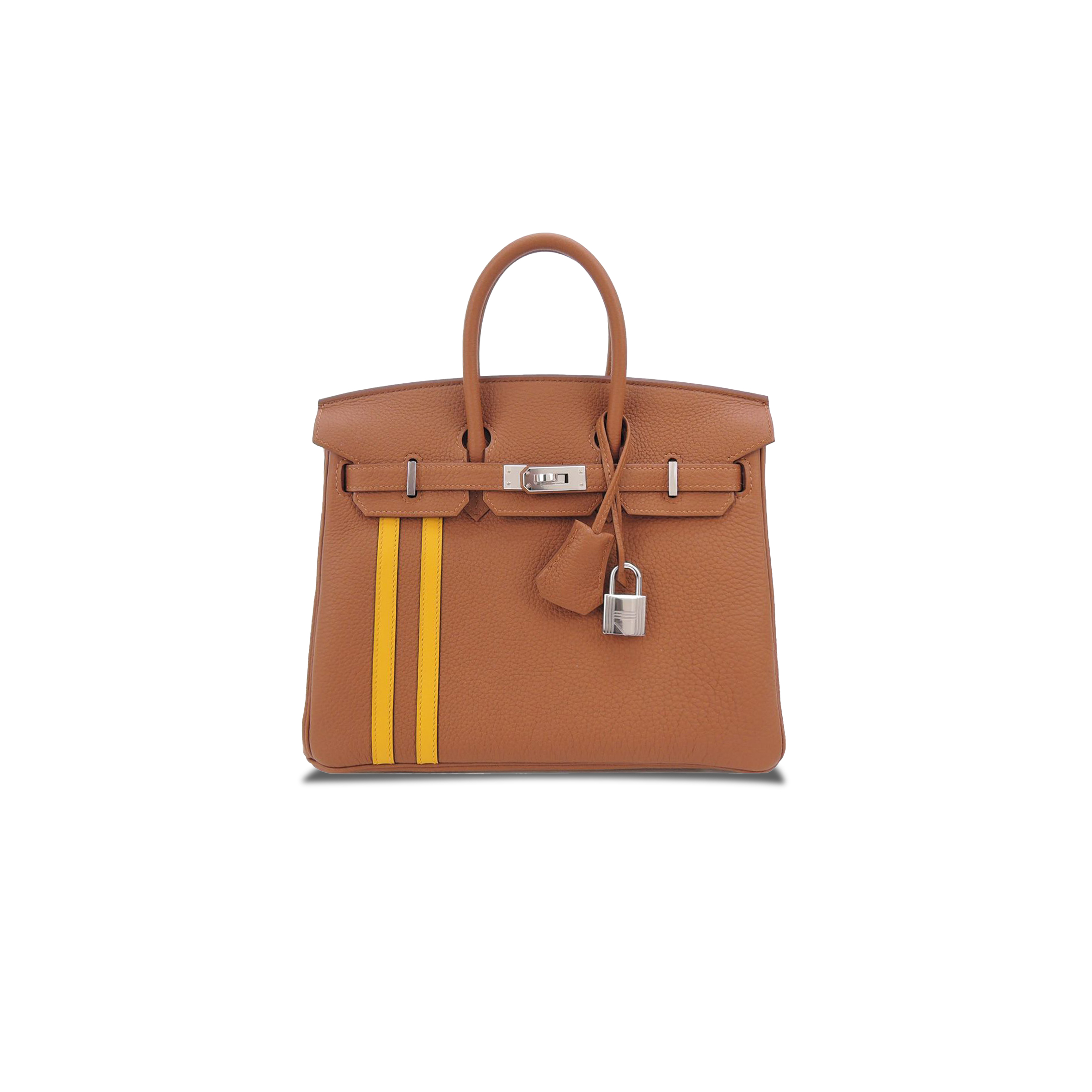 HERMES MASTER BIRKIN 25 TOGO LEATHER GOLDEN BROWN AMBER YELLOW SILVER BUCKLE BAG 1826222107982 (25*20*13cm)